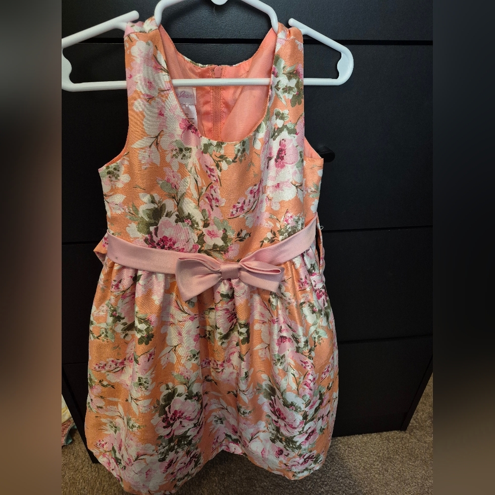 Bonnie Jean Peach and Pink Floral Dress
